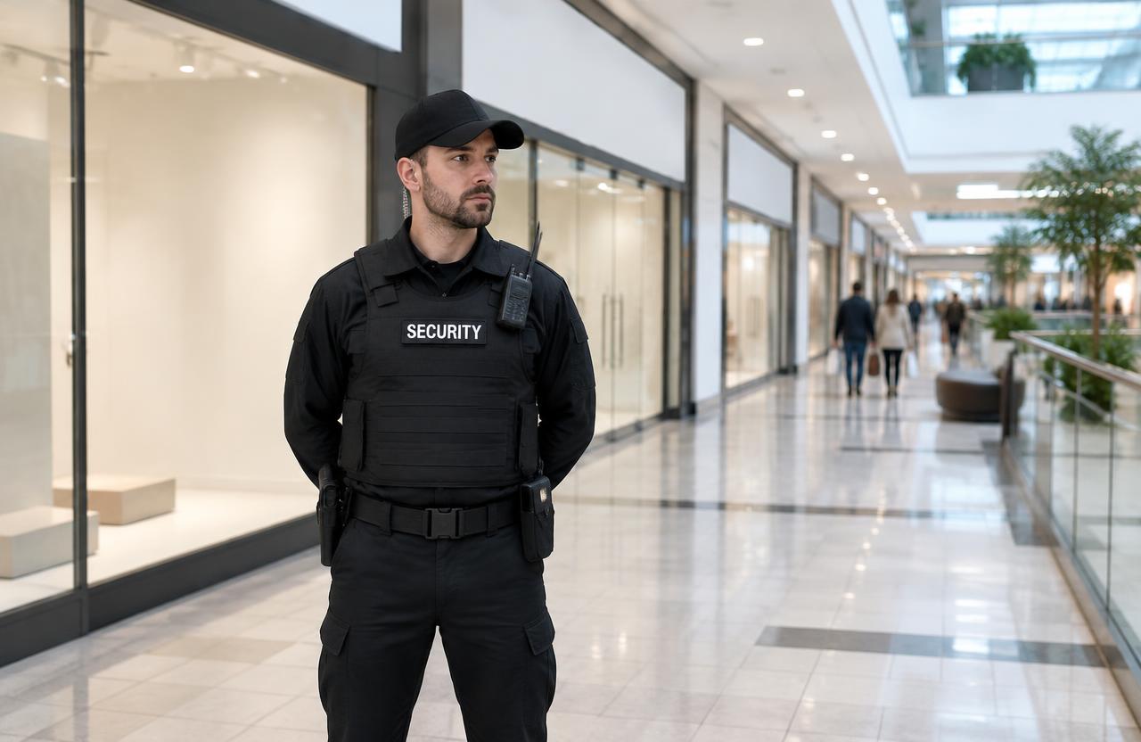 Uniformed retail security officer in a shopping centre